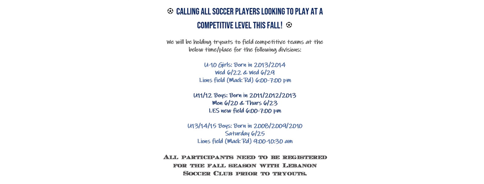 Competitive Team Tryouts!